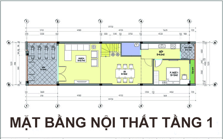 Thiết kế nhà ống 3 tầng 3 phòng ngủ mặt tiền 5m đẹp tại Phú Thọ