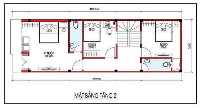 Thiết kế công năng tầng 2