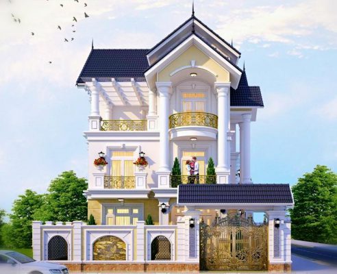 Thiết kế biệt thự tân cổ điển 3 tầng gia đình anh Mạnh tại Phú Thọ