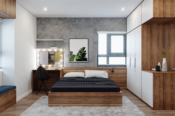 Nội thất phòng ngủ đơn giản bằng gỗ công nghiệp