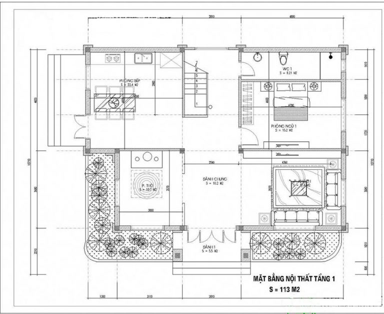 Mẫu nhà 2 tầng có phòng thờ tầng 1 đẹp chuẩn phong thủy