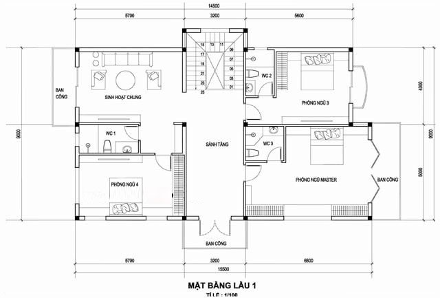 Mẫu nhà 2 tầng có phòng thờ tầng 1 đẹp chuẩn phong thủy