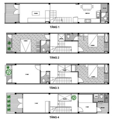 Công năng nhà ống 4 tầng 40m2