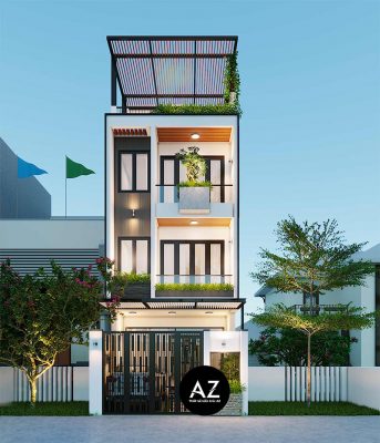 Những mẫu nhà 3 tầng có sân trước đẹp tại Mê Linh – Hà Nội