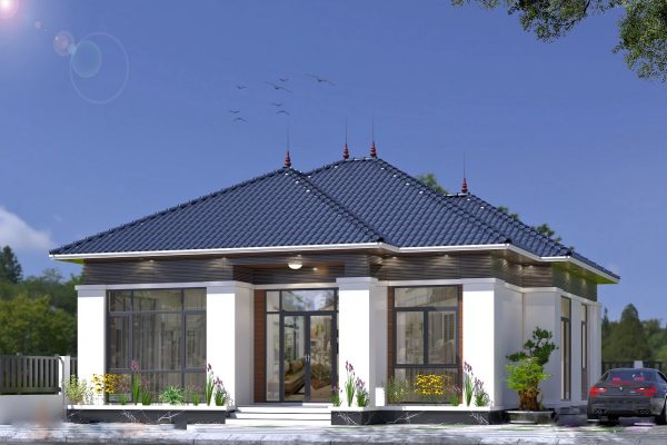 Thiết kế nhà 1 tầng mái nhật ấn tượng tại Sóc Sơn Hà Nội