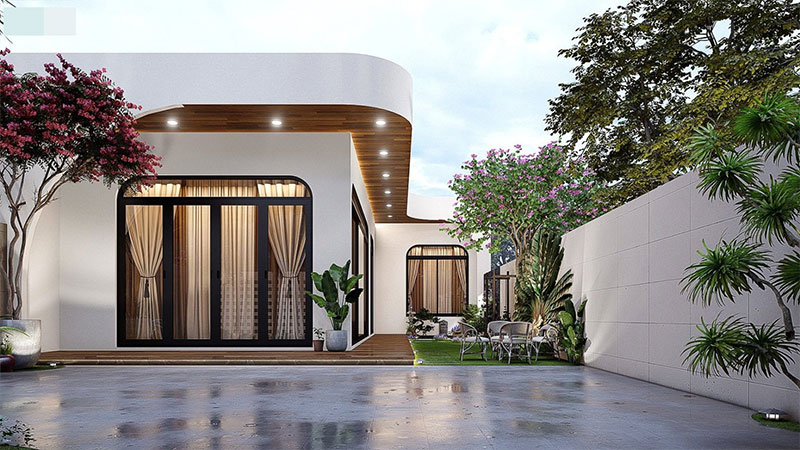 Thiết kế nhà cấp 4 hiện đại mái bằng tự khu nghỉ dưỡng cao cấp tại Mê Linh - Hà Nội
