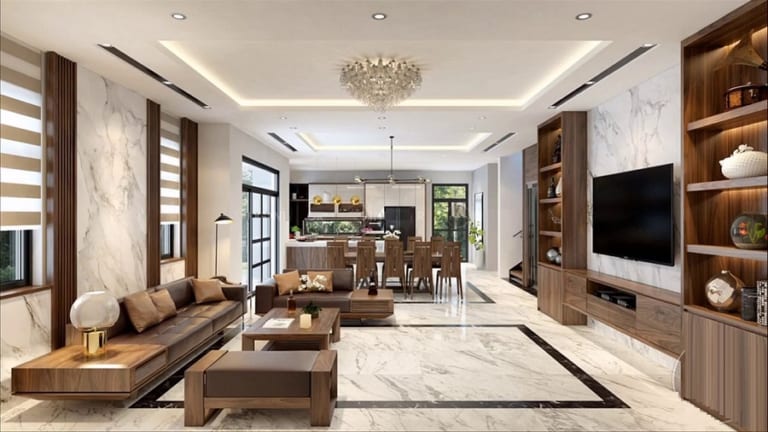 nội thất gỗ phòng khách hiện đại nhất 2022
