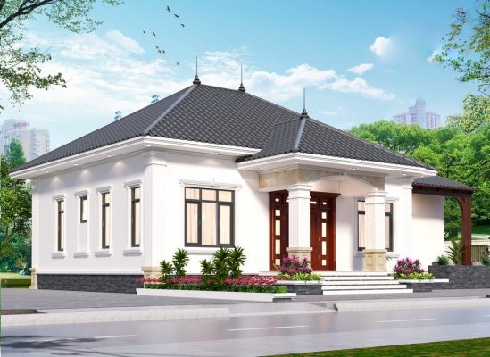 Thiết kế thi công nhà cấp 4 sân vườn mái Nhật hiện đại tại Bắc Ninh