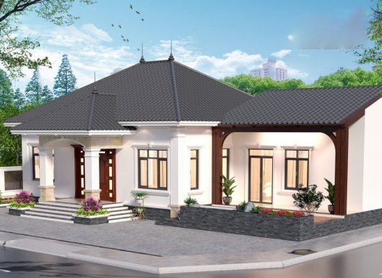 Thiết kế thi công nhà cấp 4 sân vườn mái Nhật hiện đại tại Bắc Ninh