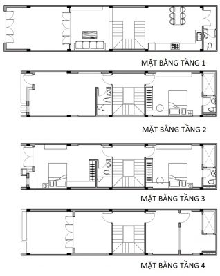 Mẫu nhà 4 tầng 4x16m hiện đại