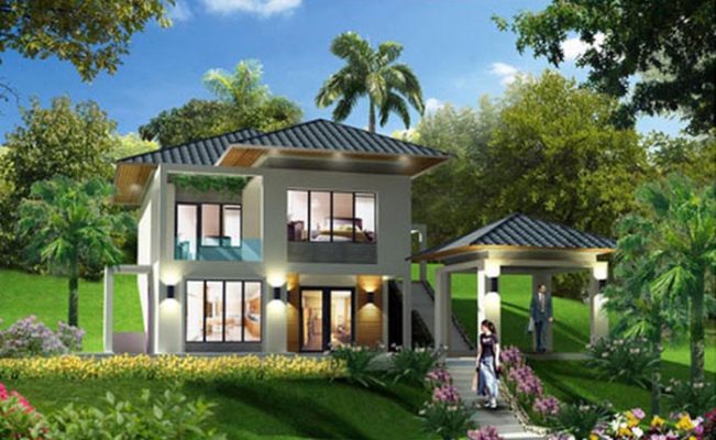 Nhận thiết kế thi công nhà vườn 2 tầng tại Tam Dương Vĩnh Phúc