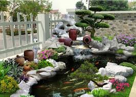 Nhà vườn có bể cá, tiểu cảnh